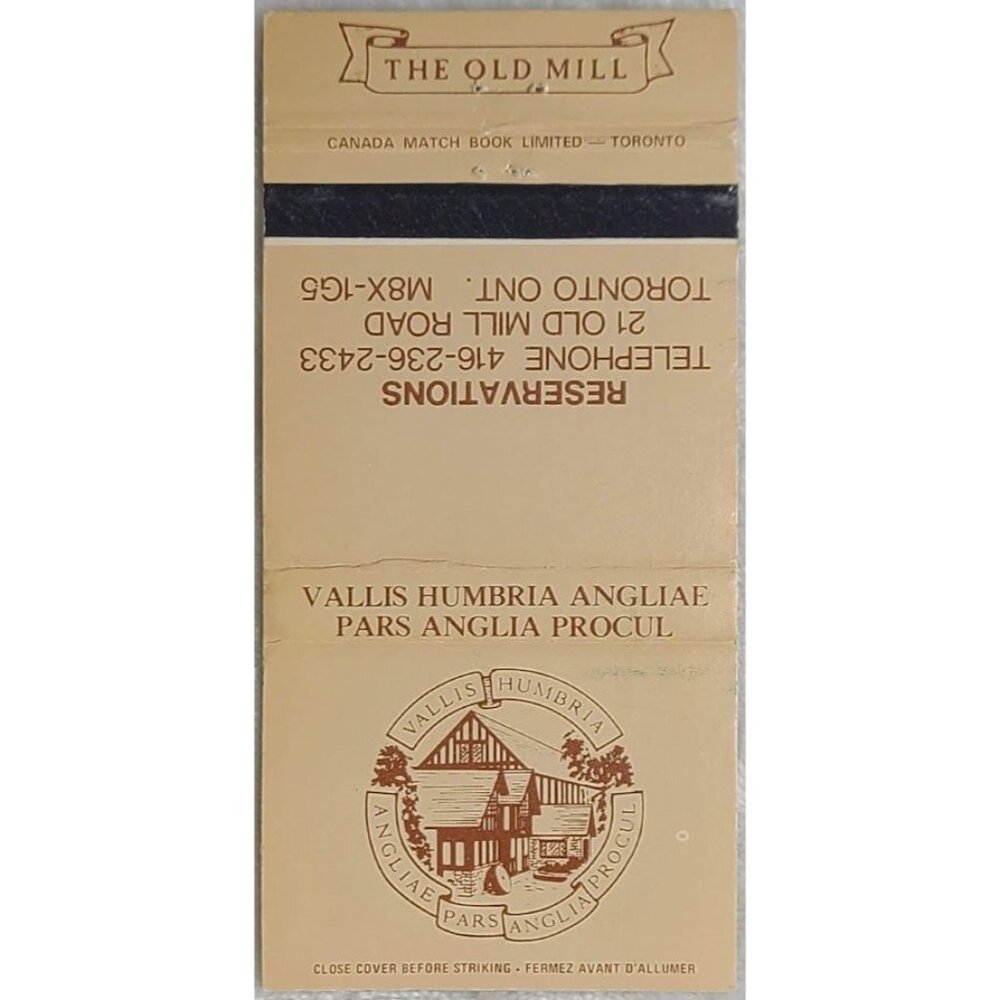 Vintage Matchbook Cover The Old Mill Toronto ON Ontario Canada